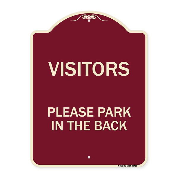 Signmission Visitors Please Park in the Back Heavy-Gauge Aluminum Architectural Sign, 24" x 18", BU-1824-22719 A-DES-BU-1824-22719 - main